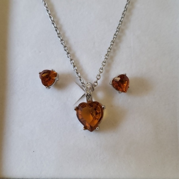 Swarovski November Topaz Necklace n Earrings Set - Picture 2 of 3